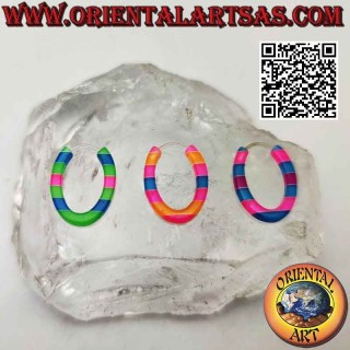Boucles d'oreilles ovales multicolores en silicone hypoallergénique