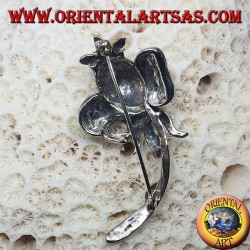 Broche de plata, tulipán con marcasita