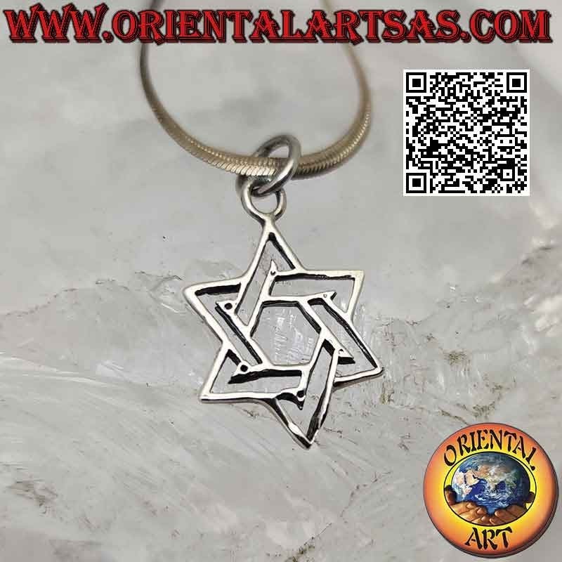 Colgante de plata, contorno de estrella de David o sello de Salomón