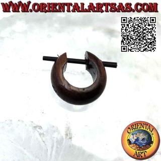 Boucles d'oreilles créoles en bois classiques 12 mm, marron foncé brillant