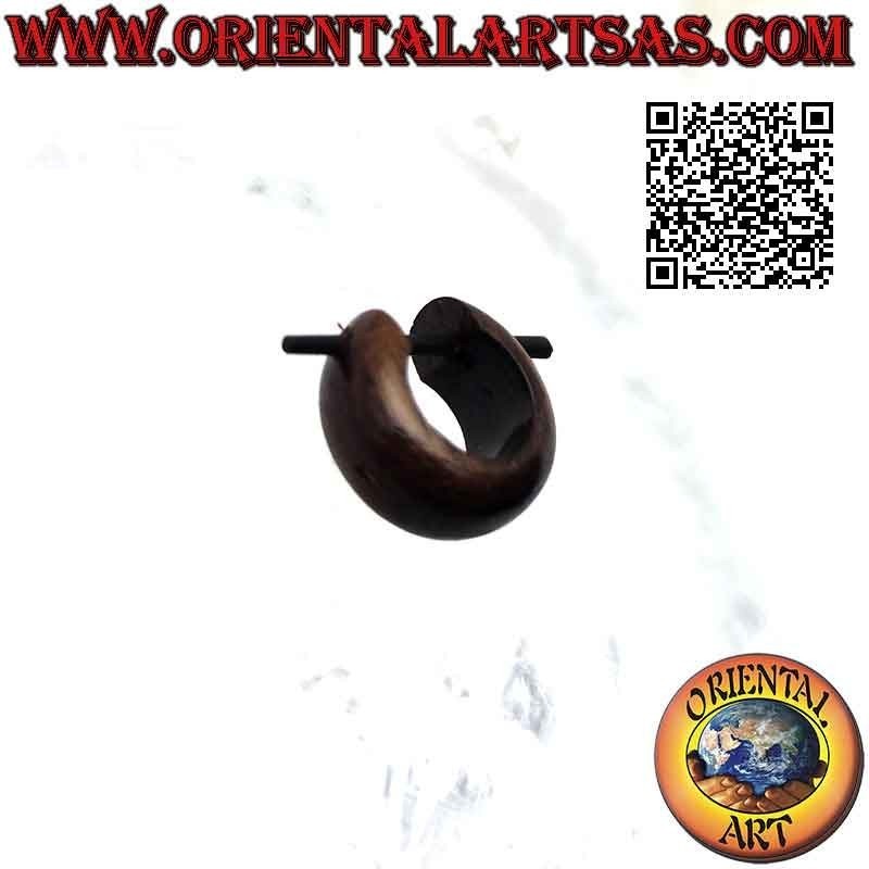 Pendientes de aro de madera clásicos de 12 mm, marrón oscuro brillante