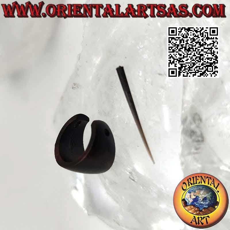 Boucles d'oreilles créoles bois croissant 14mm, marron brillant