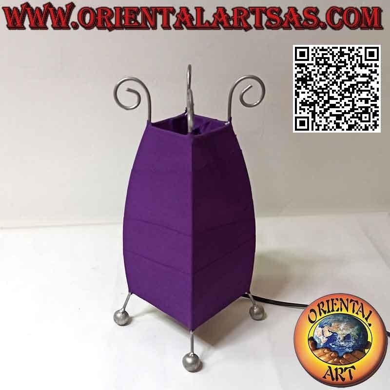 Lampe de table ethnique, "parabole conique" à base carrée en coton 26 cm (violet)