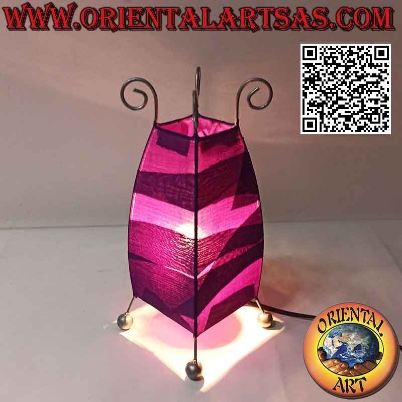 Lampada da tavolo etnica, "parabola conica" a base quadrata in cotone da 26 cm (viola)