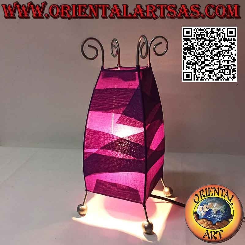Ethno-Tischlampe "konische Parabel" mit quadratischem Fuß aus Baumwolle 26 cm (lila)