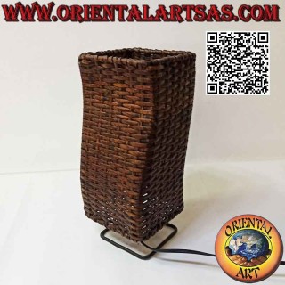 Ethnic table lamp, "S-wave" with a square base in woven bamboo 32 cm