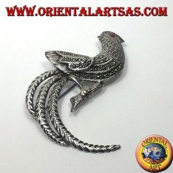 gallo, broche de plata con marcasita