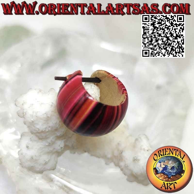 Orecchini a cerchio in legno crescente e bombato da 16 mm, colorati a striature