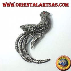 gallo, broche de plata con marcasita