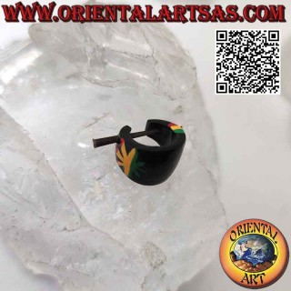 Pendientes de aro de madera en crecimiento de 14 mm, jamaica con hoja