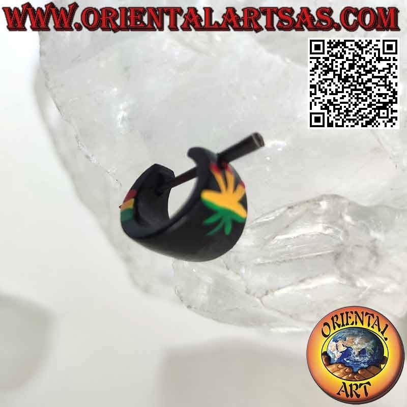 Boucles d'oreilles créoles bois en croissance 14 mm, jamaïque avec feuille