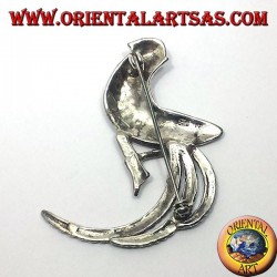 gallo, broche de plata con marcasita