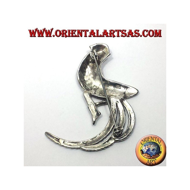 Hahn, Silber Brosche mit Markasit