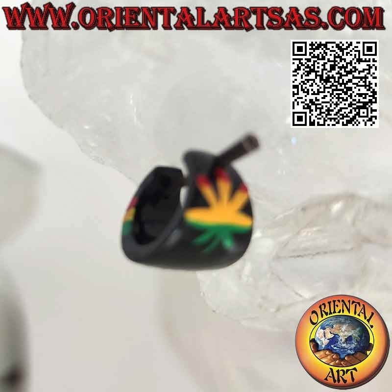 Pendientes de aro de madera en crecimiento de 14 mm, jamaica con hoja