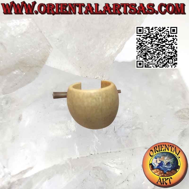 Pendientes de aro de madera en crecimiento de 14 mm, beige liso