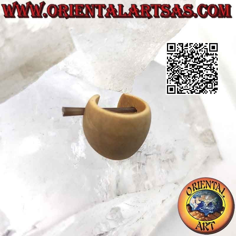 Pendientes de aro de madera en crecimiento de 14 mm, beige liso