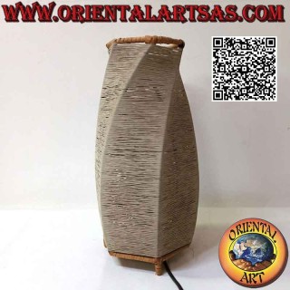 Lampada da tavolo etnica, "spirale conica" a base tonda con fili di cotone arrptolati, da 36 cm