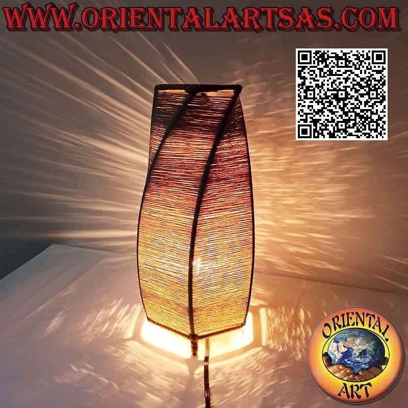 Lampe de table ethnique, "spirale conique" avec une base ronde avec des fils de coton enroulés, 36 cm
