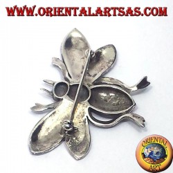 Abeja, broche de plata con marcasita