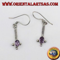 Orecchini in argento  con Ametista ovale sfaccettata