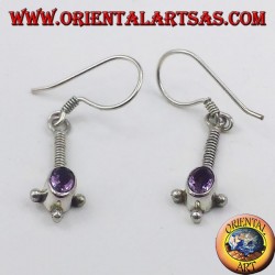Orecchini in argento  con Ametista ovale sfaccettata