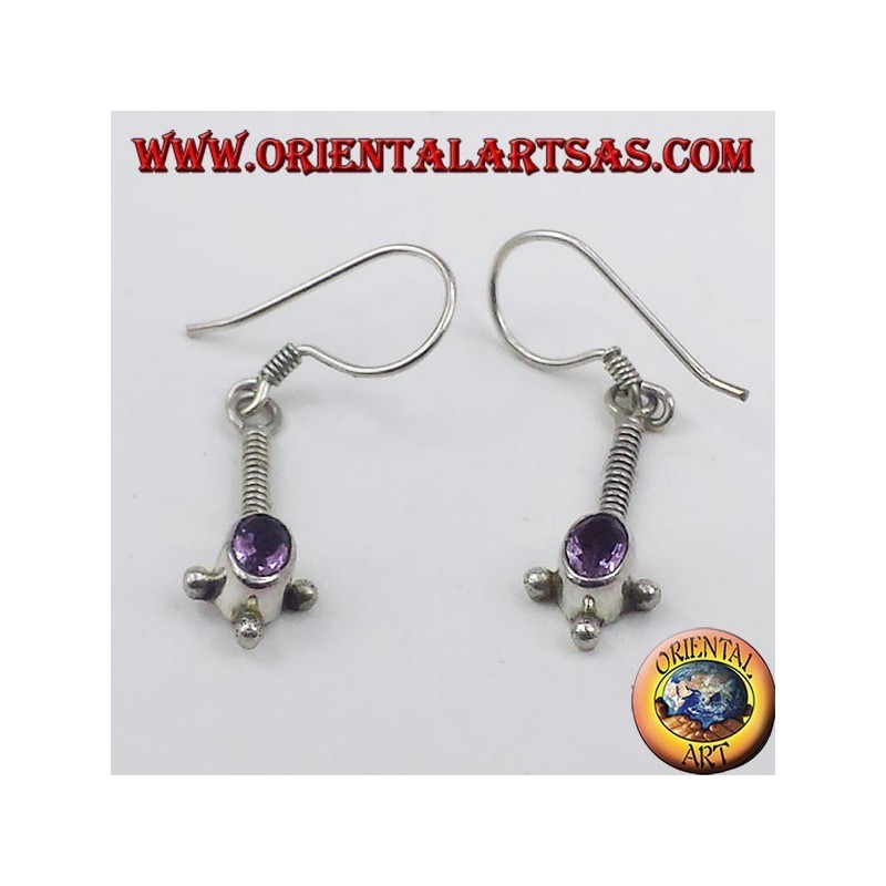 Pendientes de plata con amatista facetada ovalada