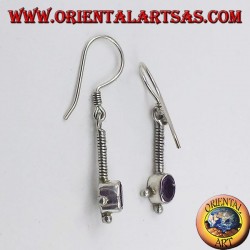 Boucles d'oreilles argent avec améthyste ovale à facettes