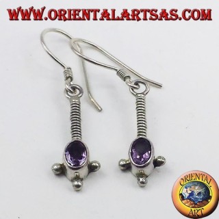 Pendientes de plata con amatista facetada ovalada