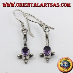 Silber-Ohrringe mit ovalen facettierten Amethyst
