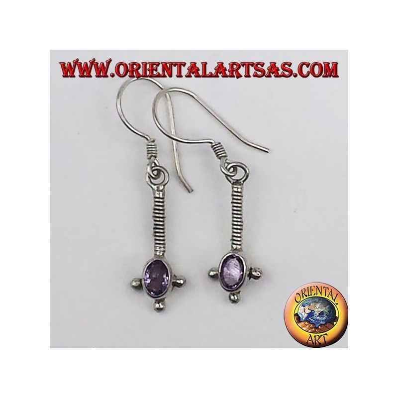 Silber-Ohrringe mit ovalen facettierten Amethyst
