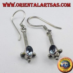 Silber-Ohrringe mit ovalen facettierten blauen Topas