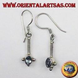 Silber-Ohrringe mit ovalen facettierten blauen Topas