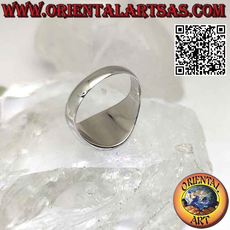 Anillo de plata con ónix redondo a ras de canto sobre marco liso de Ø 13 mm