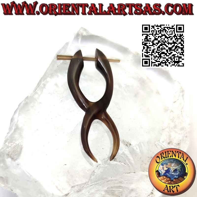 Pendientes de aro en cuerno de búfalo, ondas entrelazadas