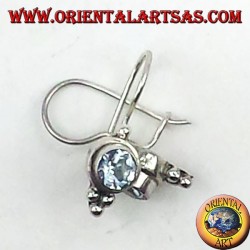 Silver earrings with blue topaz faceted round