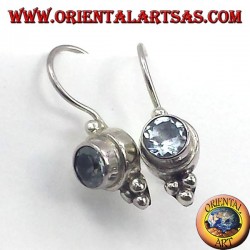 Silver earrings with blue topaz faceted round