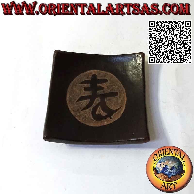 Vaciaplatos de bolsillo cuadrado terracota con amuleto chino 11 cm