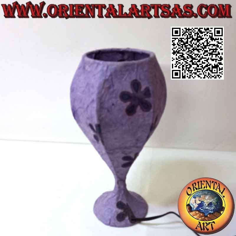 Lampe de table ethnique "calice" avec un socle rond en papier de riz 31 cm (violet)