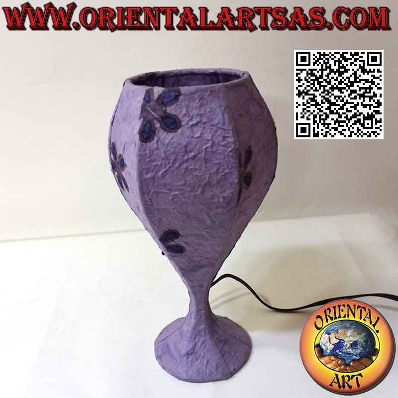 Lampe de table ethnique "calice" avec un socle rond en papier de riz 31 cm (violet)