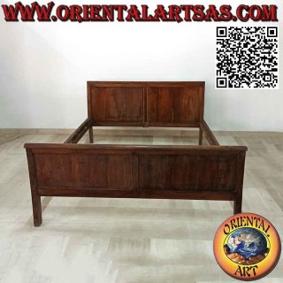 Letto matrimoniale lineare in stile etnico in legno di teak