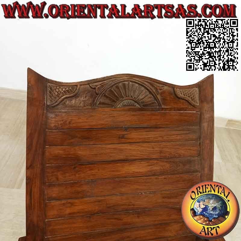 Antica Poltrona / Chaise Longue in stile coloniale in legno di teak (doghe unite)