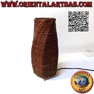 Ethnic table lamp, "conical spiral" with a round base in woven bamboo 36 cm