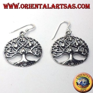 Orecchini in argento, Albero della vita con cuori
