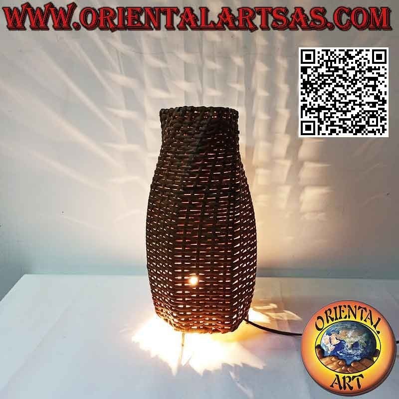 Lampe de table ethnique, "spirale conique" avec une base ronde en bambou tressé 36 cm