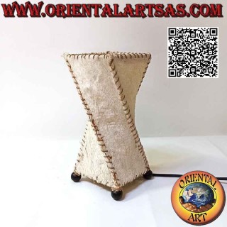 Ethnic table lamp, "twist" with a square base in Tapa or Ngatu (tree bark) of 23 cm