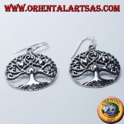 pendientes de plata, árbol de la vida con el corazón