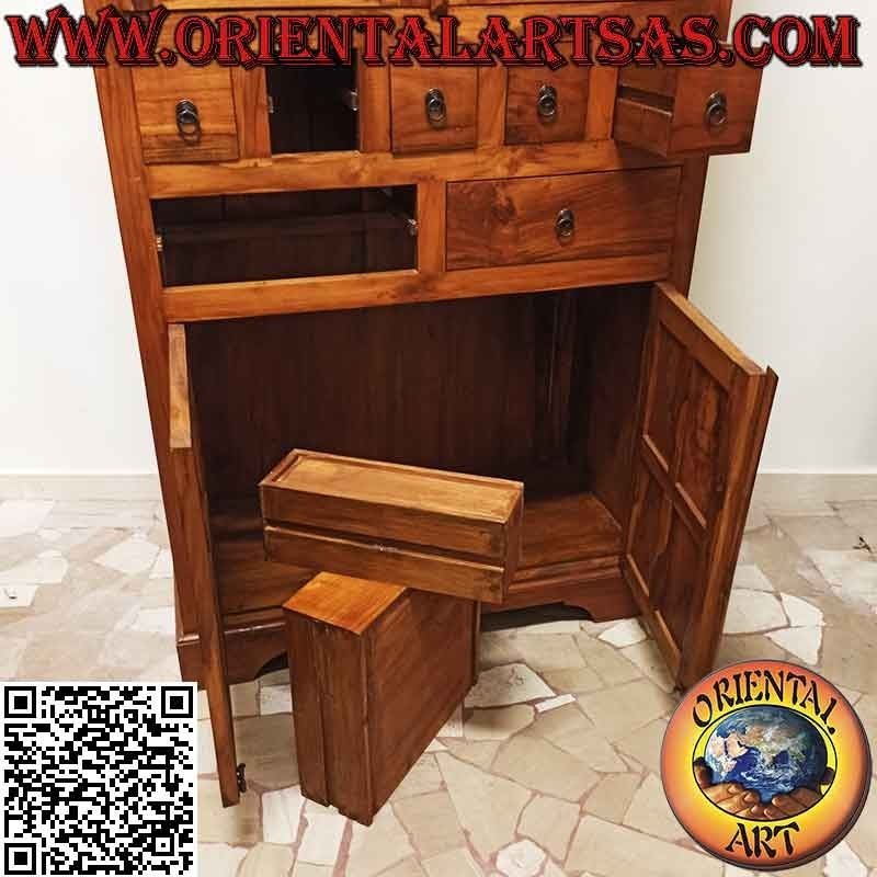 Linear checked wardrobe with 4 doors and 7 drawers (5 + 2) in teak wood