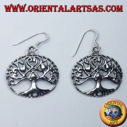 pendientes de plata, árbol de la vida con el corazón