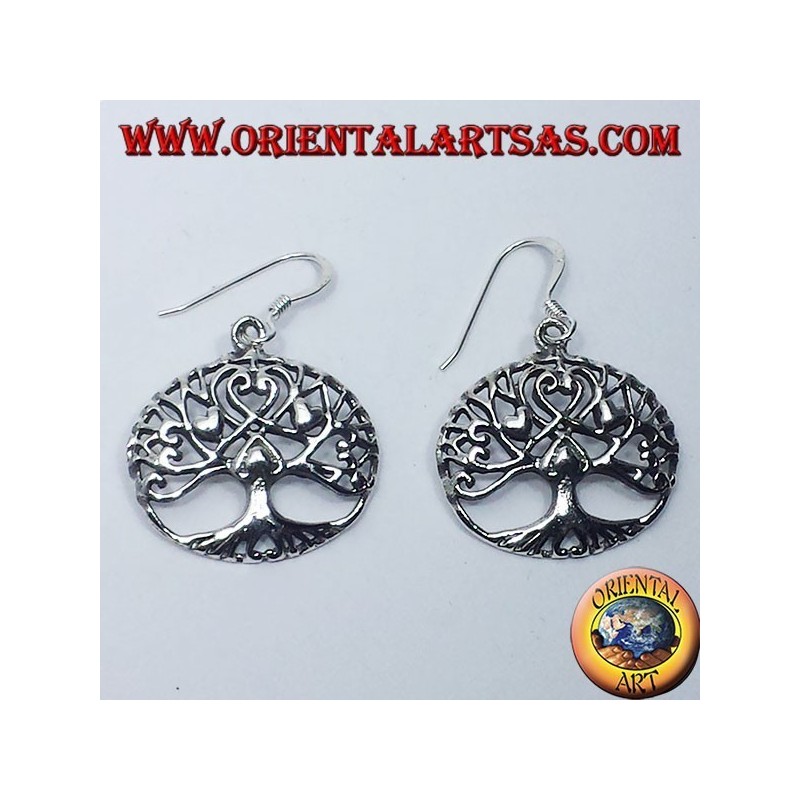 pendientes de plata, árbol de la vida con el corazón