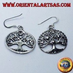 pendientes de plata, árbol de la vida con el corazón